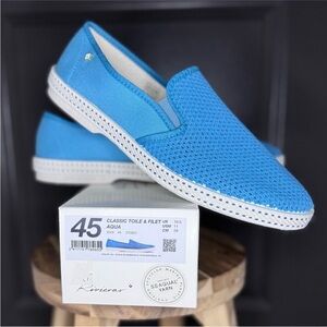 NWT & Box | Rivieras Classic Toile & Filet Espadrilles | AQUA | Seaqual Yarn ✨✨